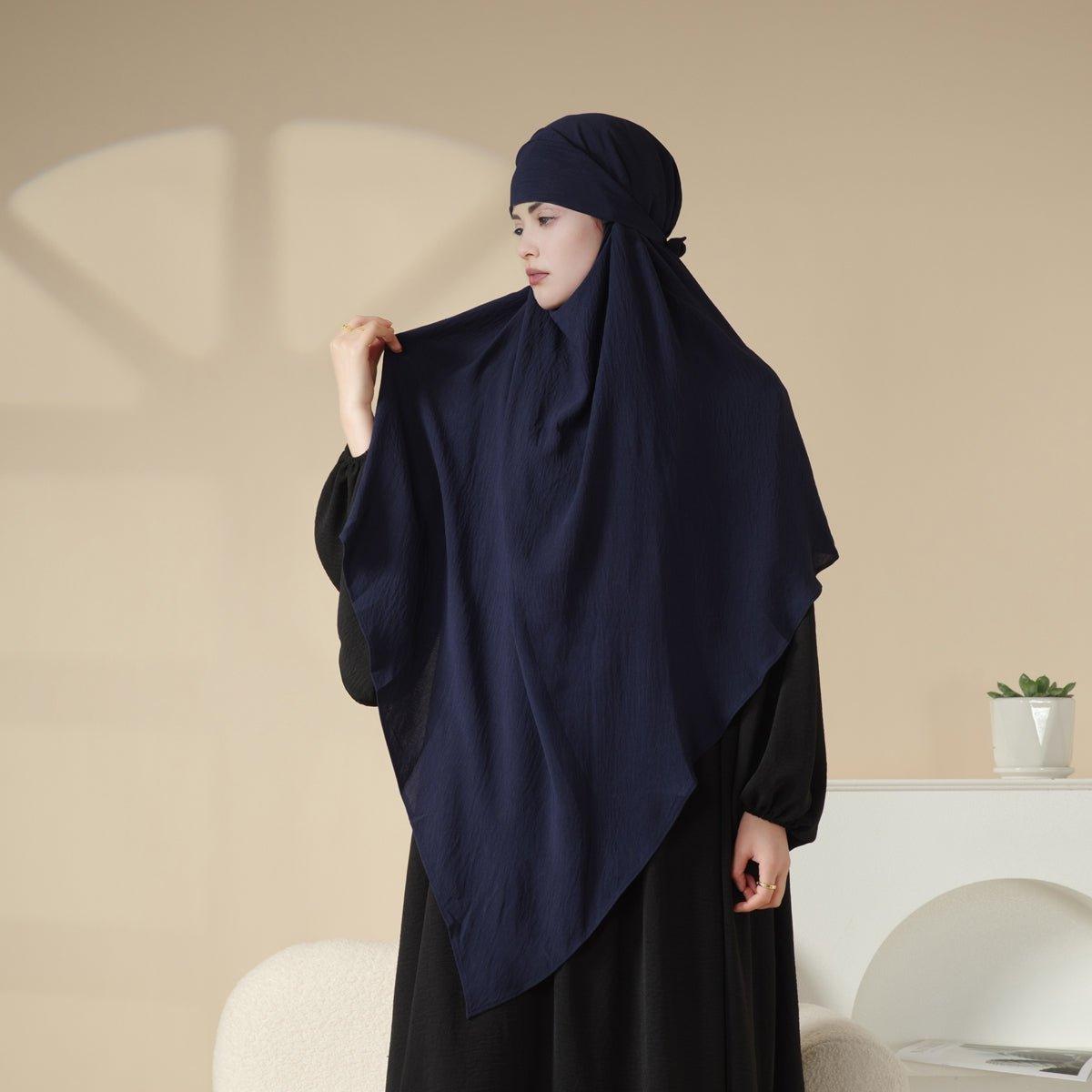 MK011 Superbe Khimar en Crêpe Deux Couches