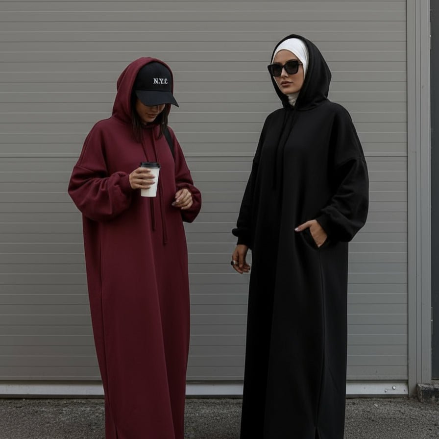 Abaya sweat à capuche en French Terry avec poches (MA340)