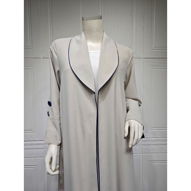 Robe longue automne et hiver à ouverture avant | Abaya cardigan plissée unie (MOA218)