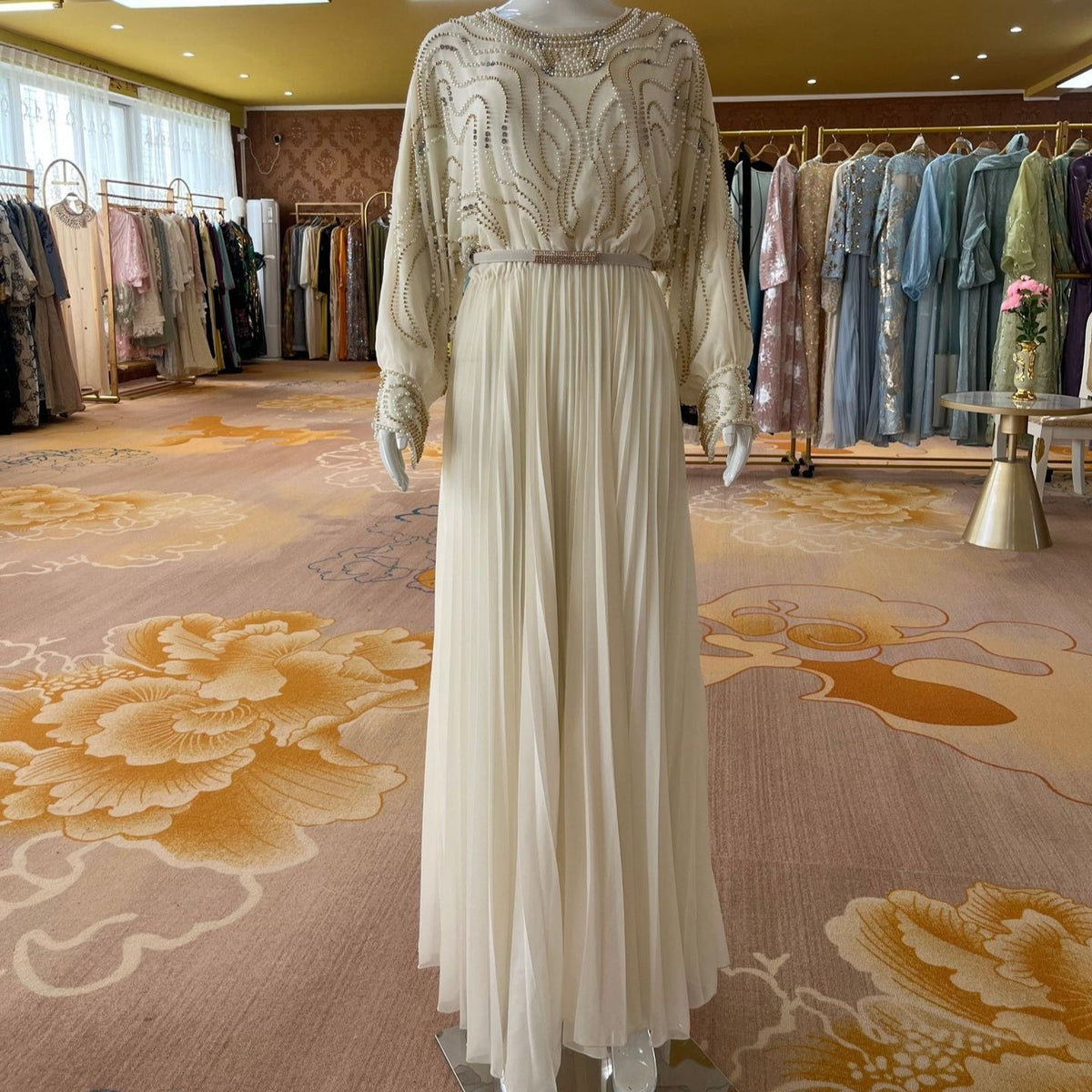 Robe Maxi Batwing Perlée et Cristal (MS529)