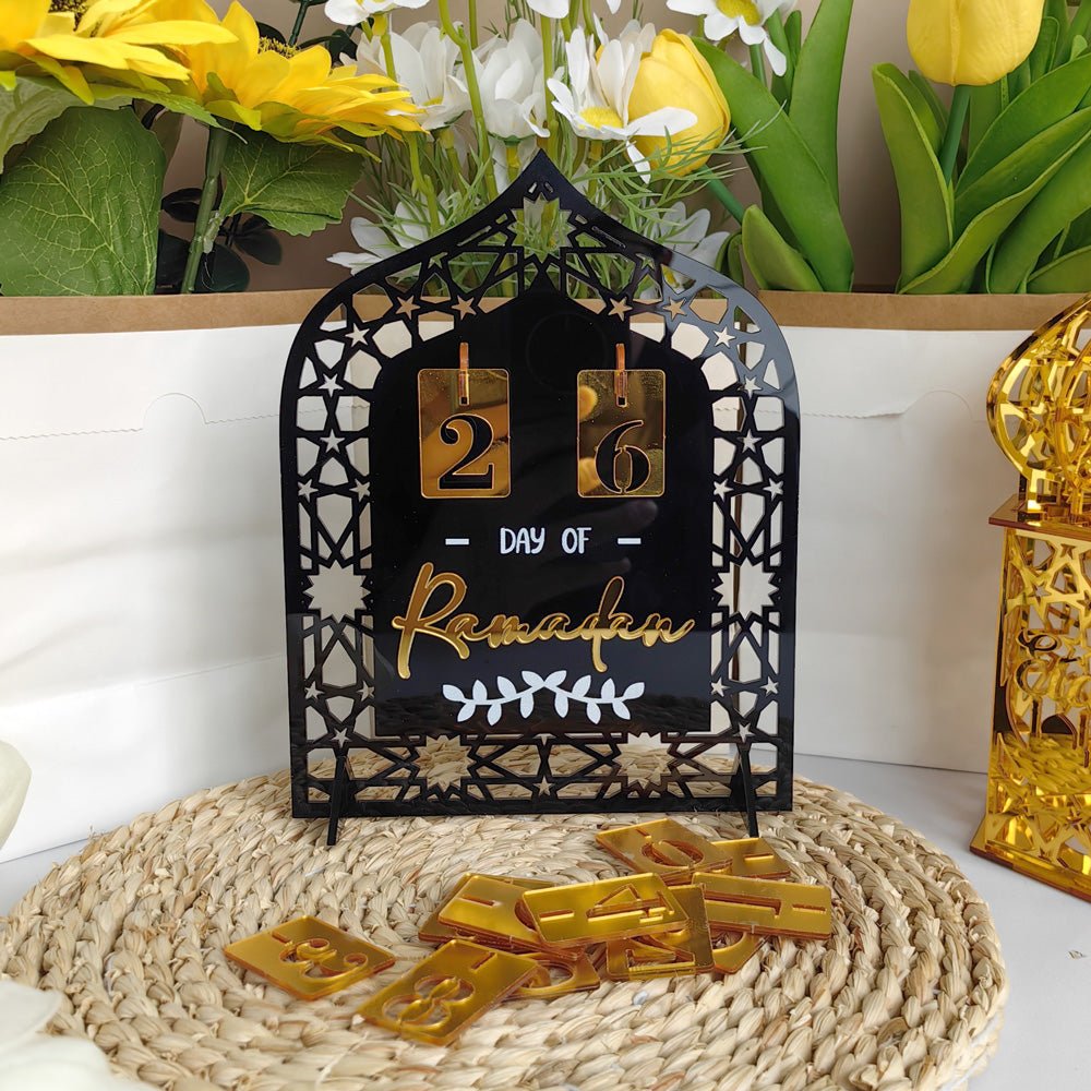 Décoration de Table Acrylique Compte à Rebours du Ramadan - Ornement Artisanal Festif pour la Maison (MAC403)