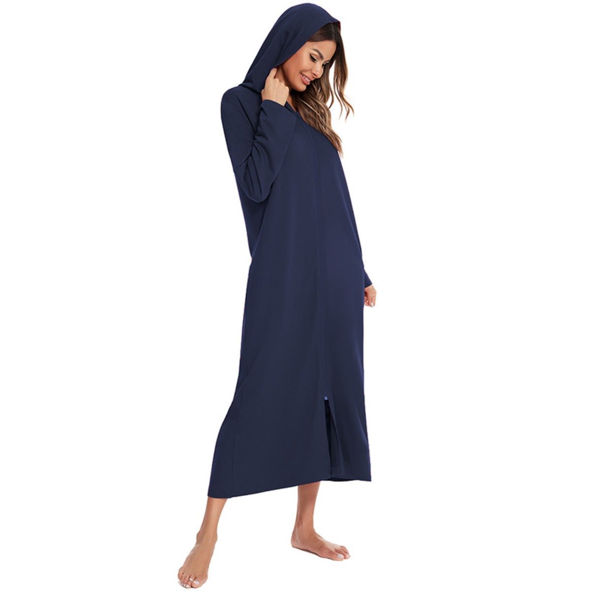 Cardigan long zippé et douillet avec poches | Confort Loungewear (MS110)
