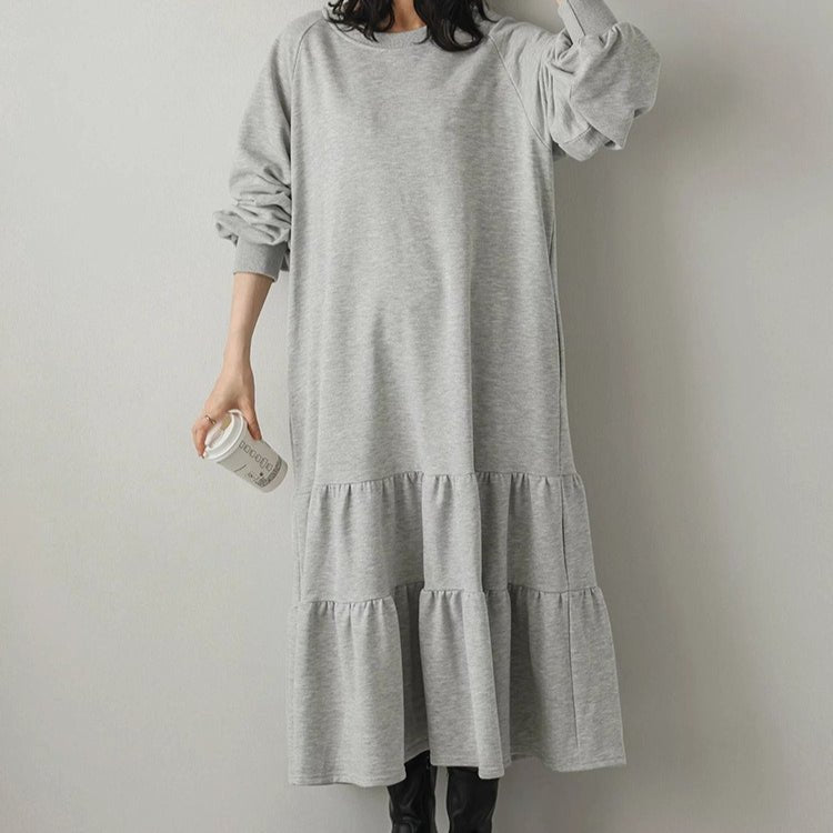 Robe Maxi Sweat à Volants Coupe Ample (MS151)