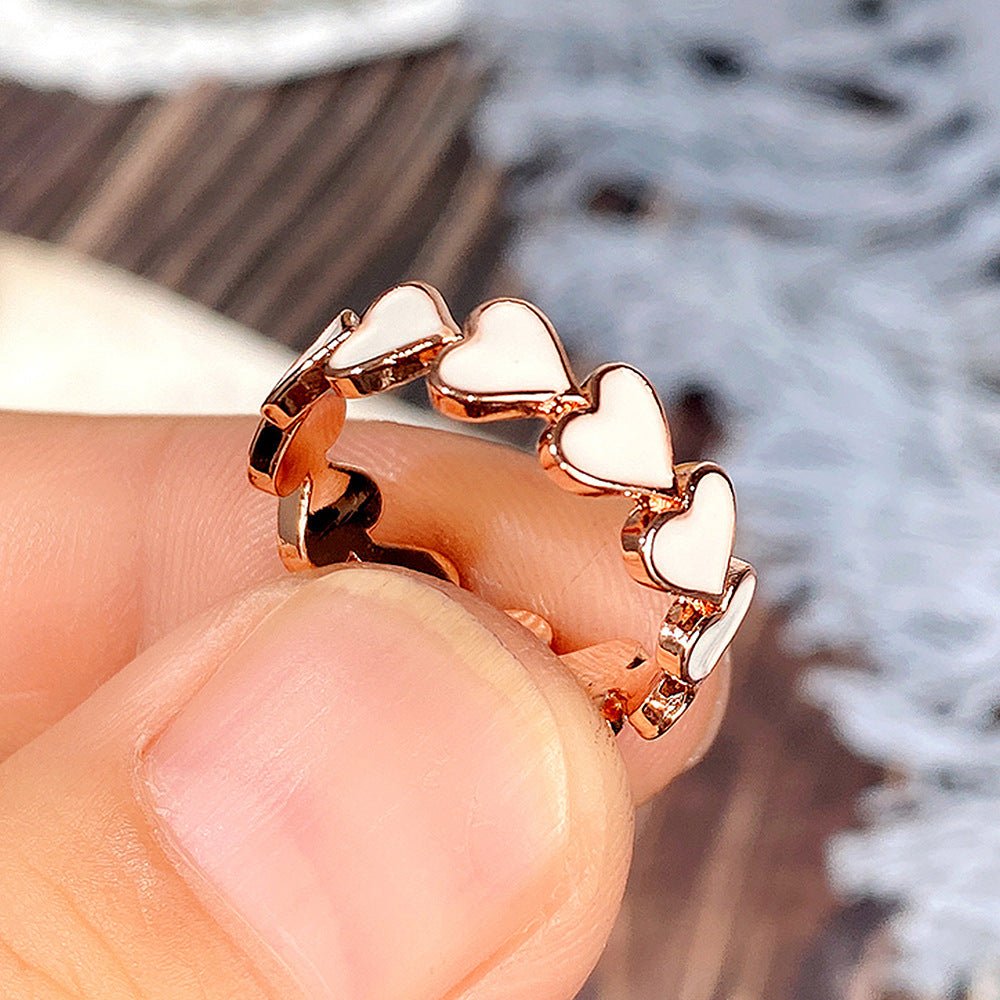 Bague et boucles d'oreilles Simple Pink Heart-To-Heart Glue (MAC198)