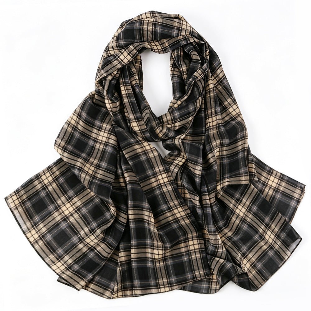 Foulard Hijab Léger Tartan Carreaux Vintage (MH258)