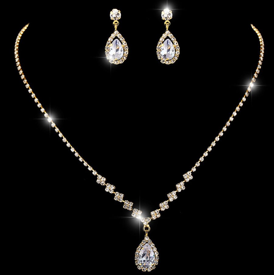 Collier et boucles d'oreilles pendantes MAC181 en zircons diamantés étincelants