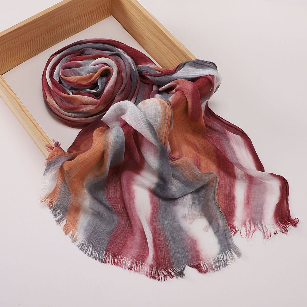 Hijab Châle Plissé Rayé Imprimé Polyvalent (MH180)