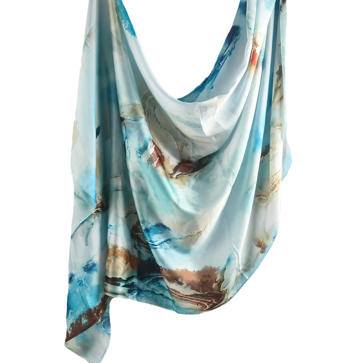 Foulard Hijab en Soie Imprimé Marbre (MH209)