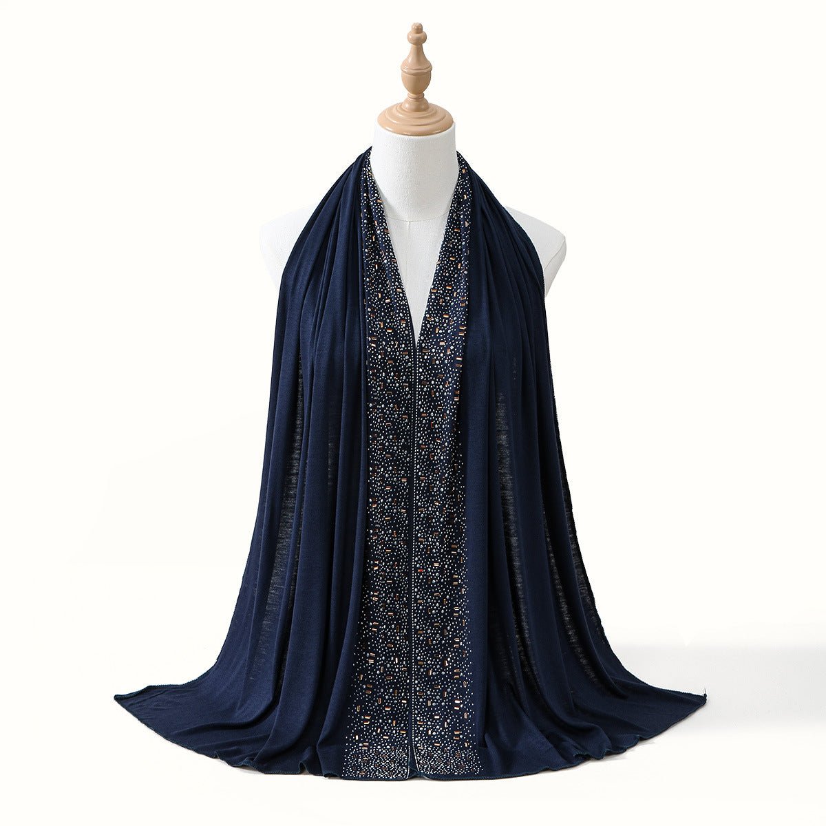 Foulard Hijab Orné de Strass Baguette Cristal et Or (MH254)