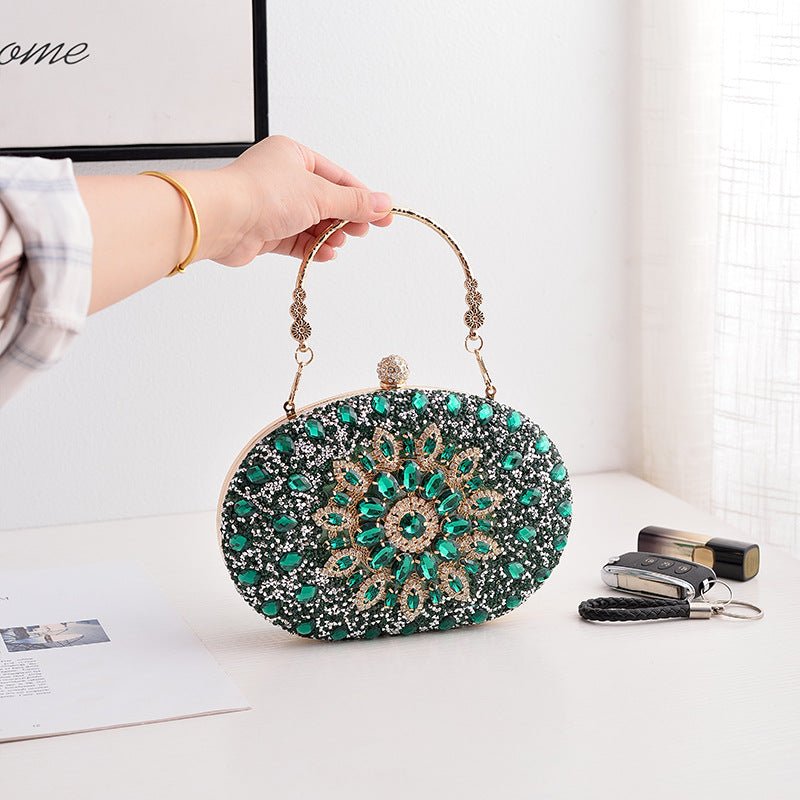 Pochette de soirée Crystal Sunflower | Sac de fête en strass avec bandoulière chaîne (MAC356)