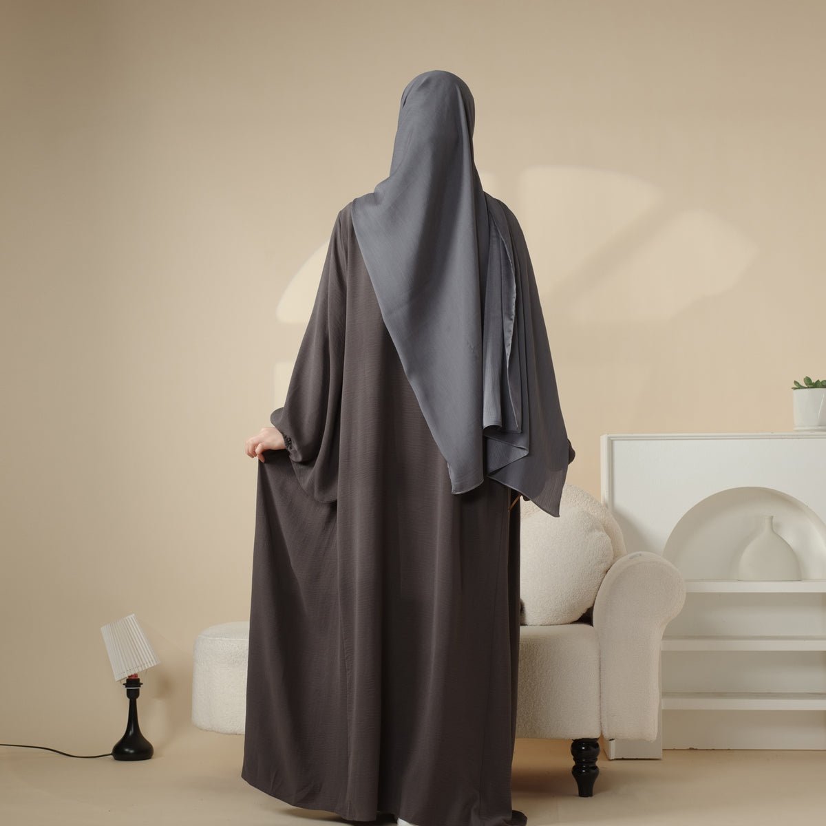 Abaya Réversible en Tissu Crêpe (MA035)