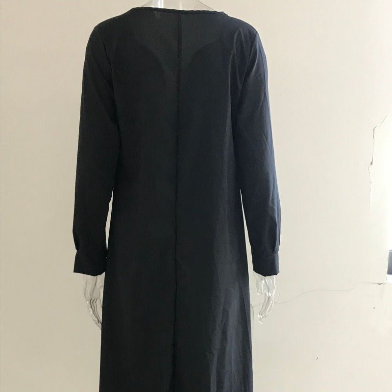 Robe Maxi Élégante à Col en V avec Cordon de Serrage | Tenue Modeste Contemporaine (MS121)