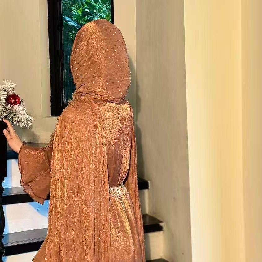 Robe Abaya Maxi à Manches Cape Plissées (MA430)