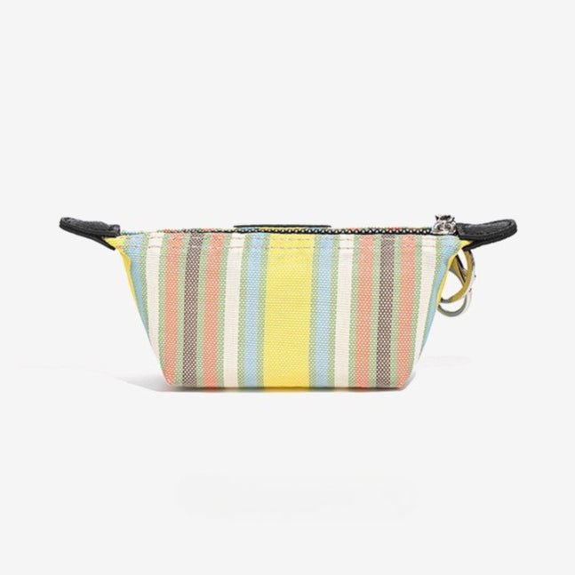 Porte-monnaie mini à rayures style crème et porte-clés (MAC436)