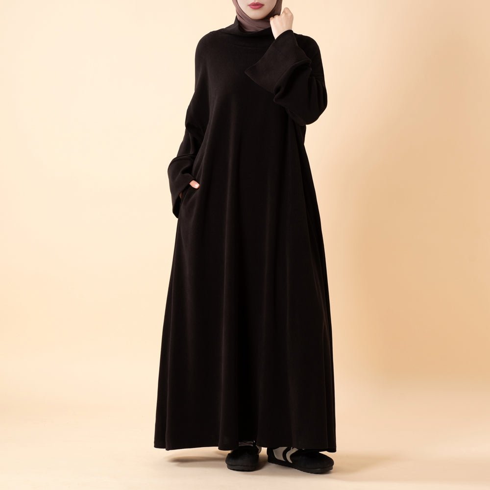 Abaya col roulé décontractée avec poches (MA383)