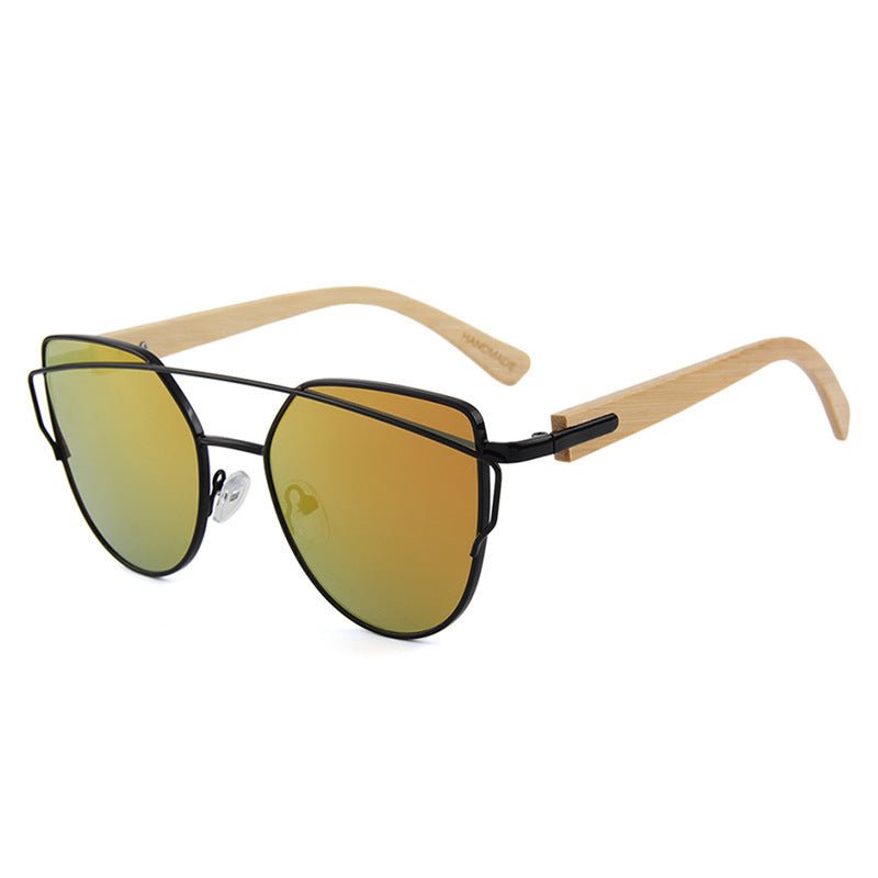 Lunettes de soleil MAC169 tendance à monture métallique œil-de-chat et branches BamboTemple