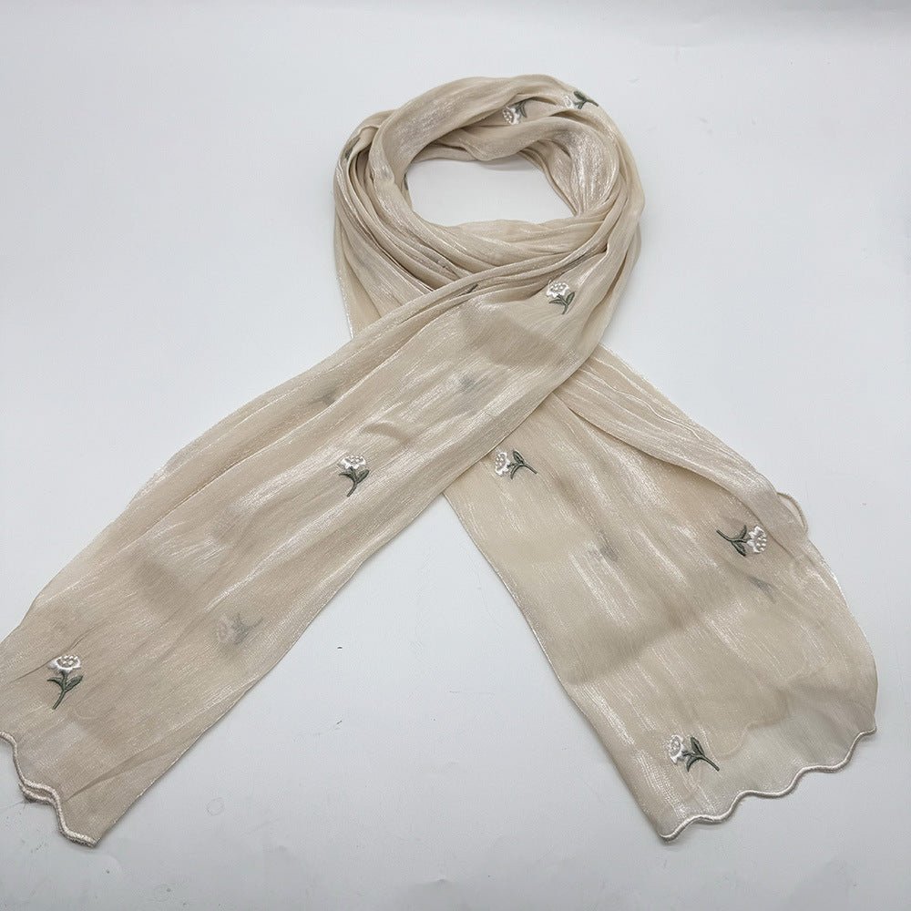 MH080 Hijab en crêpe brodé, respirant et rafraîchissant