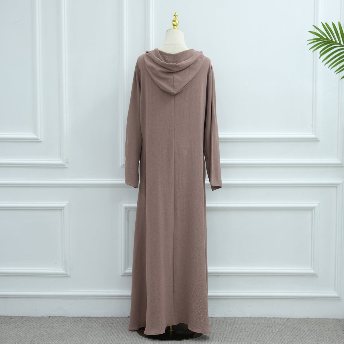 Robe à capuche froissée en soie glacée avec poches (MA393)