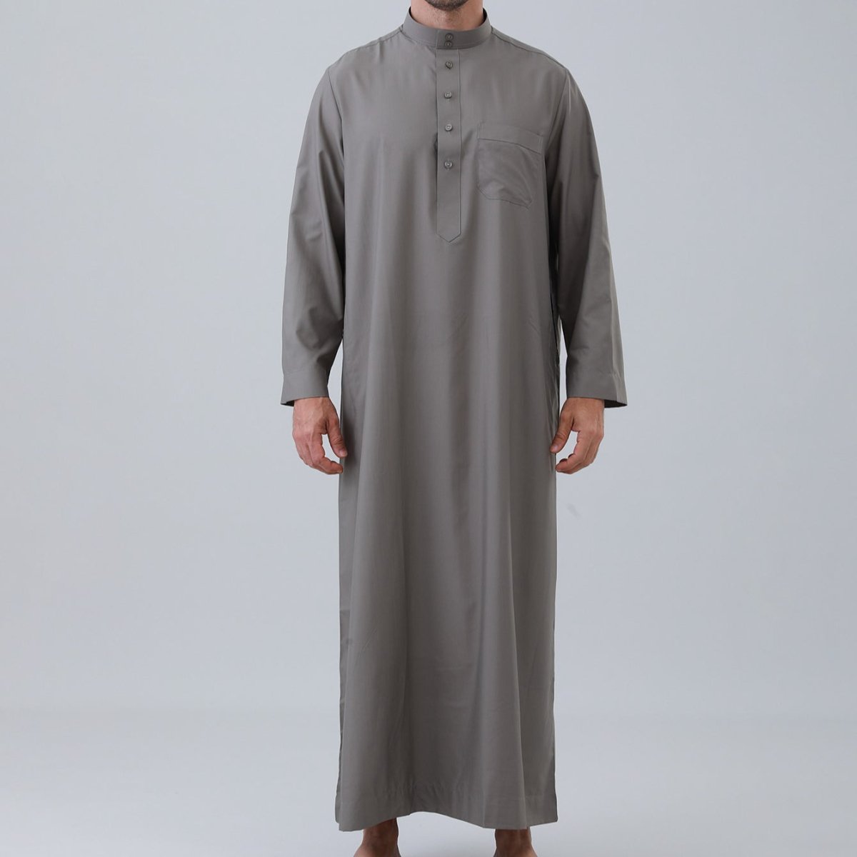 Thobe uni pour homme avec patte de boutonnage (MT036)
