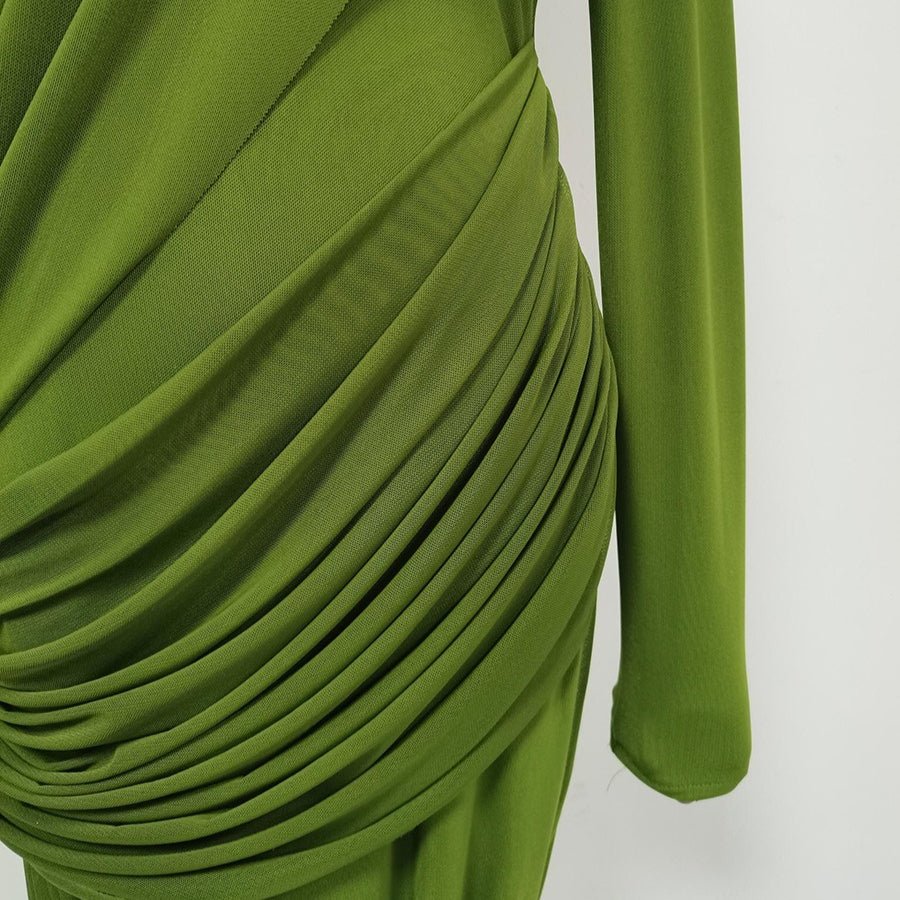 Robe longue moulante froncée, taille haute (MS355)