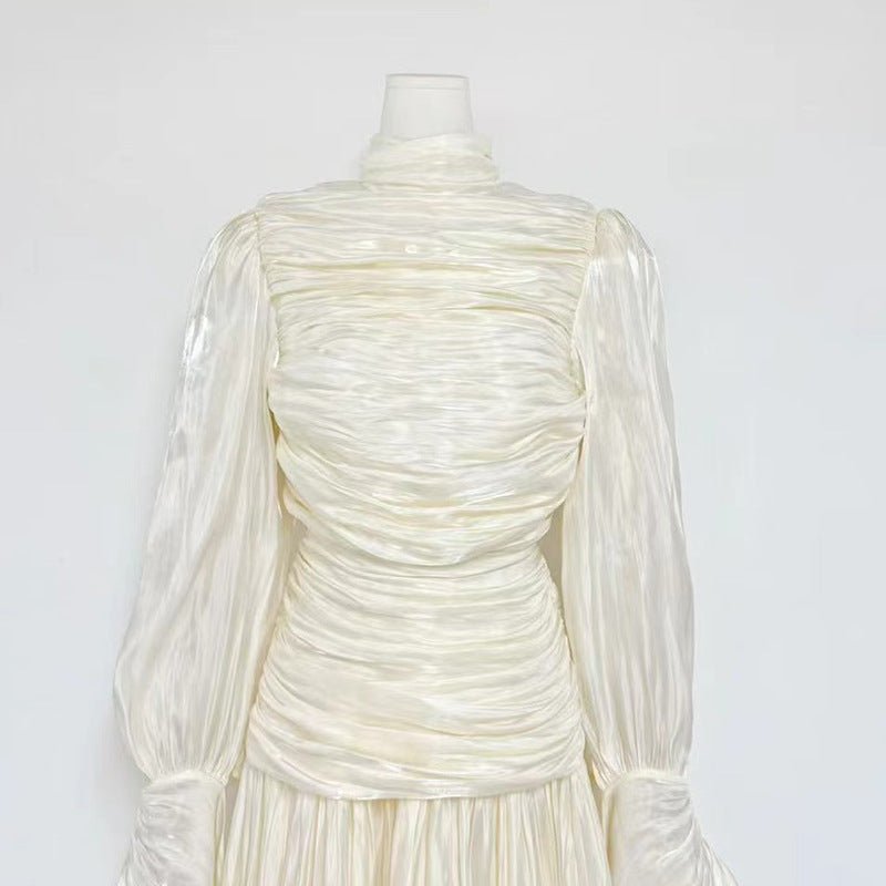 Robe de soirée froncée à col montant (MS221)