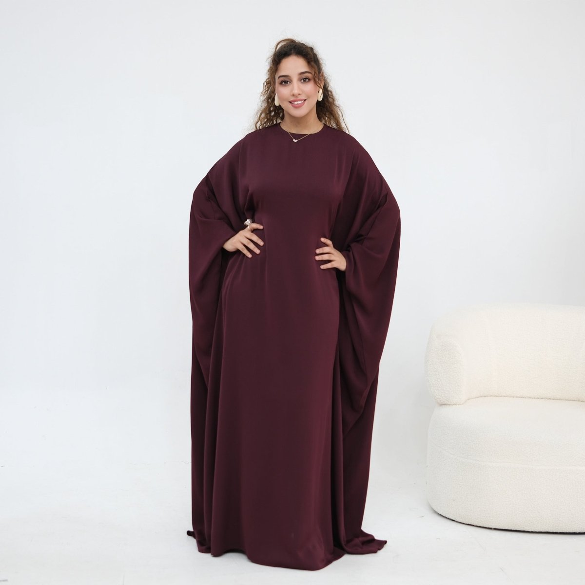 Robe Maxi Nida Crinkle Batwing Sleeve(MA458)
