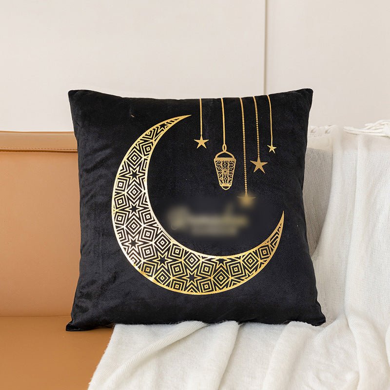 Housse de coussin en peluche courte avec impression à chaud "Eid Moon" (MR076)