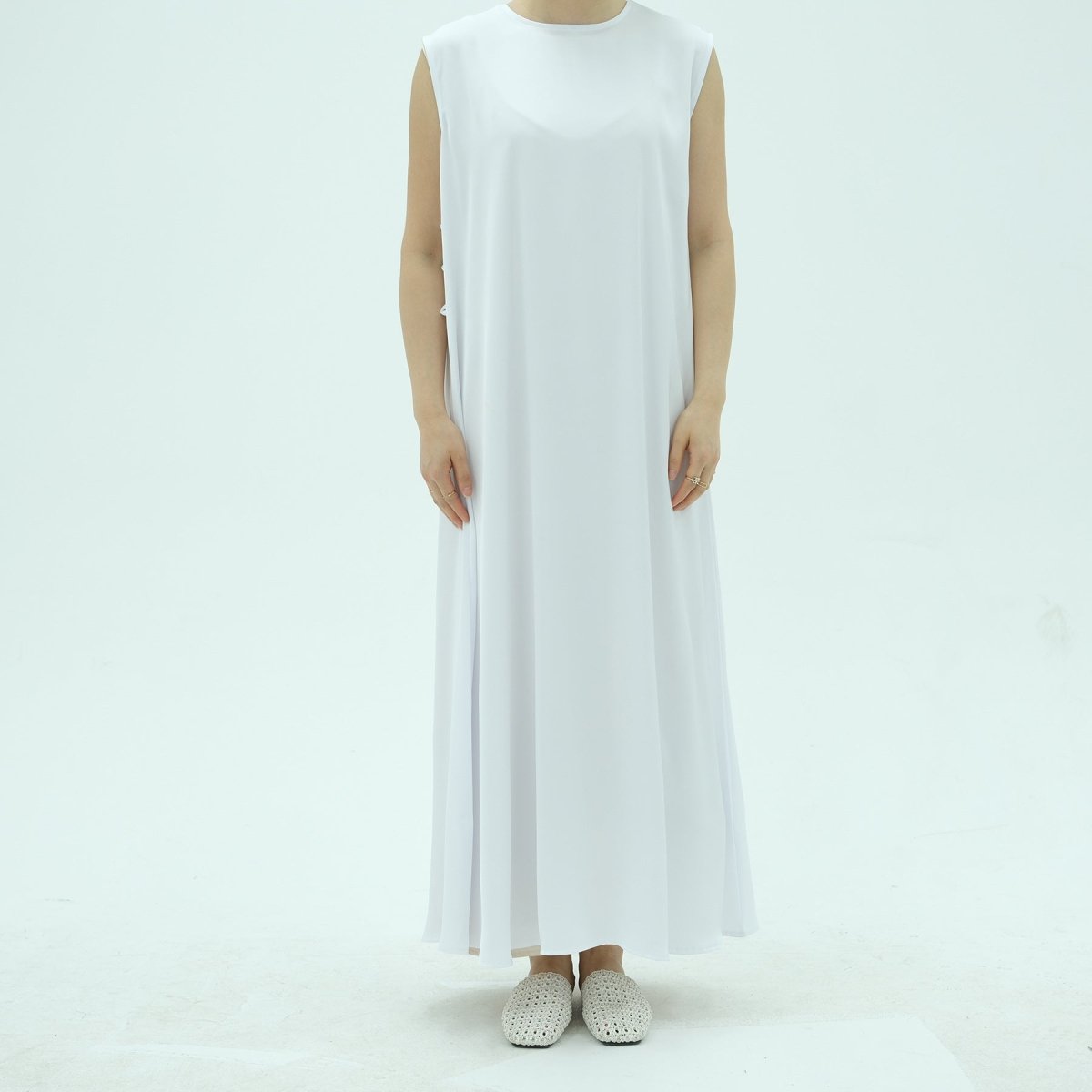 Robe longue sans manches avec dos corset à lacets (MS472)