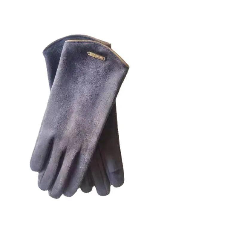 MAC058 Gants tactiles unisexes en suédine, doublés de fausse fourrure, chauds pour l'hiver