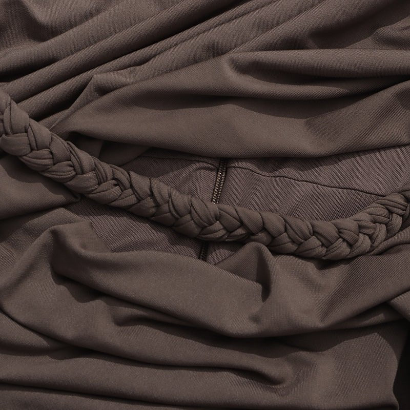 Robe froncée avec taille échancrée tressée (MS345)