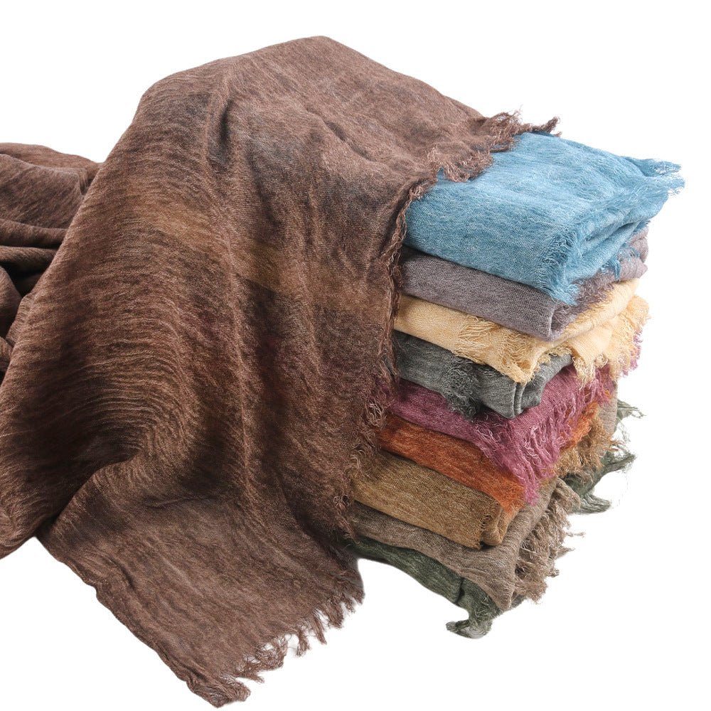 Hijab en Rayonne Texturée Froissée Coloris Unis Hijab Enveloppant Respirant pour Femme (MH145)