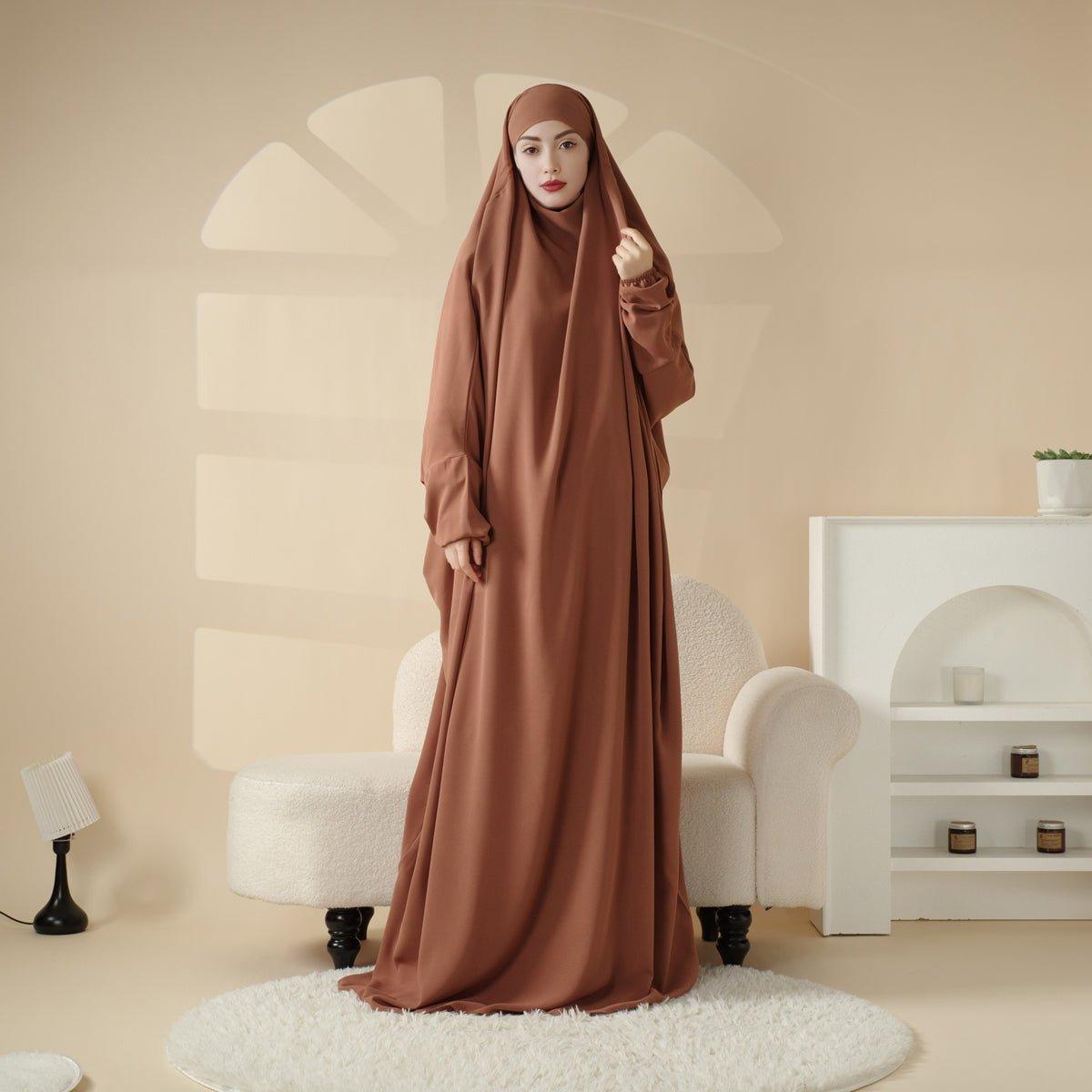MJ0055 Jilbab 1 pièce en viscose avec niqab attaché