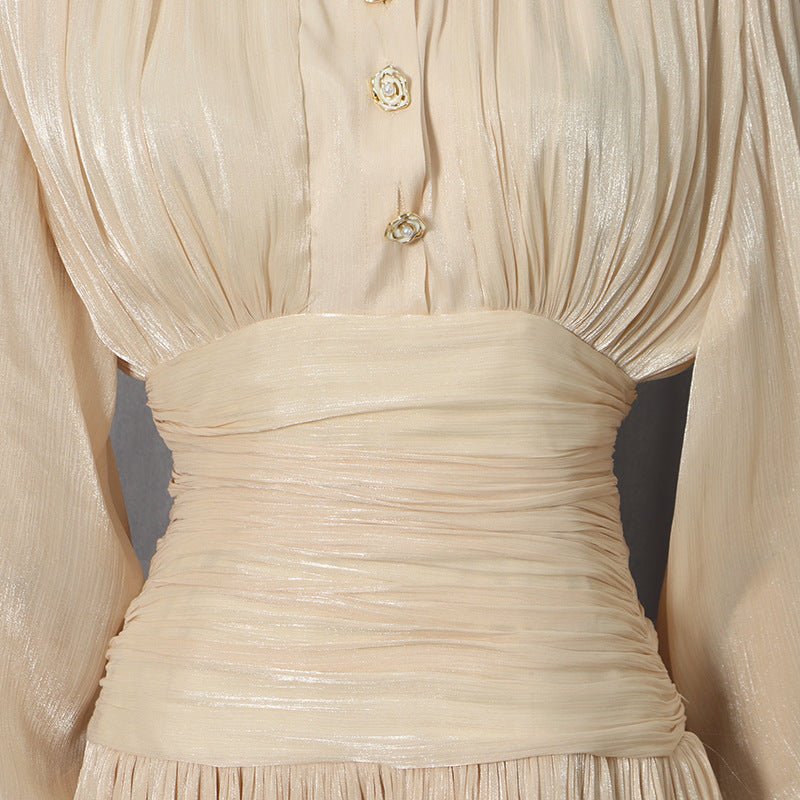 Robe Shimmer à volants étagés avec boutons perlés (MS322)