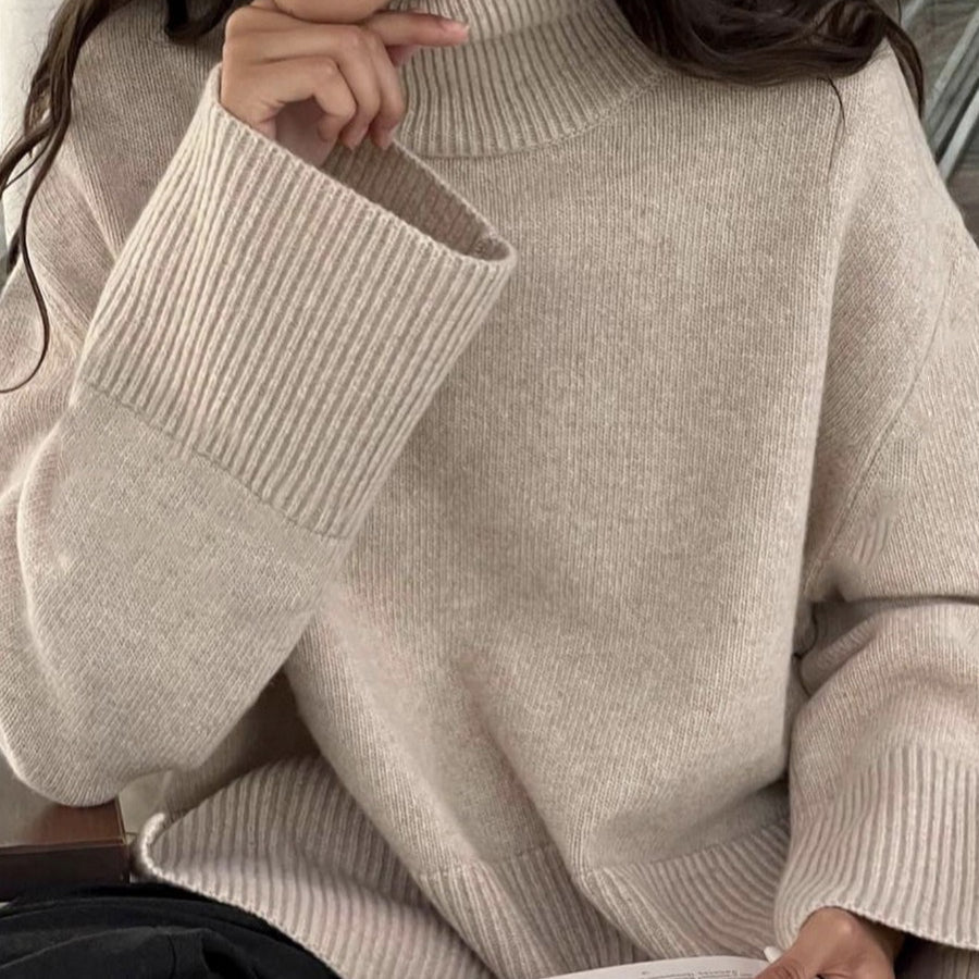 Pull à col roulé oversize avec fentes latérales (MS251)