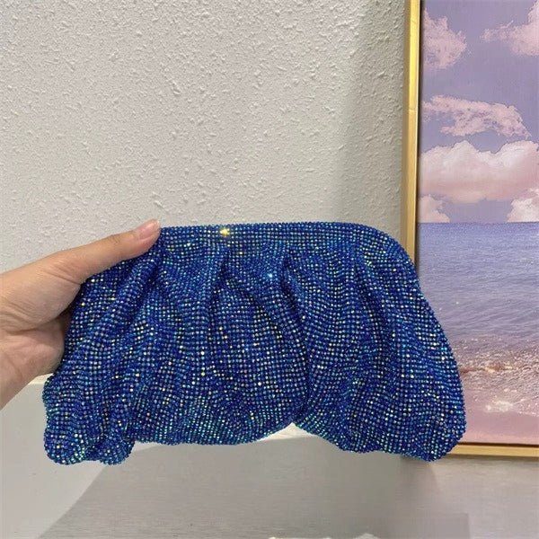 Sac de Soirée Clouté Plissé "Full of Diamond" à Bandoulière avec Fermoir, Sac Femme (MAC257)