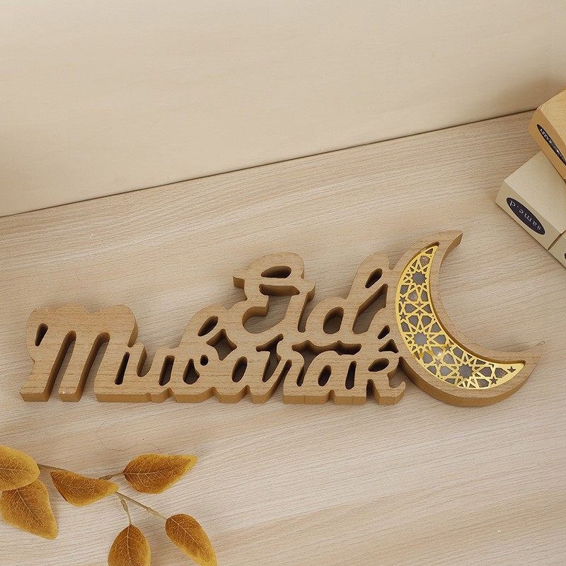 Décoration LED de Ramadan Mubarak, ornement artisanal en forme de croissant de lune (MAC393)