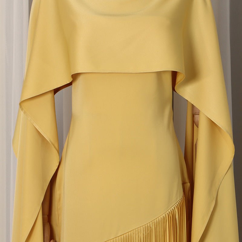Robe avec Cape et Ourlet Frangé (MS363)