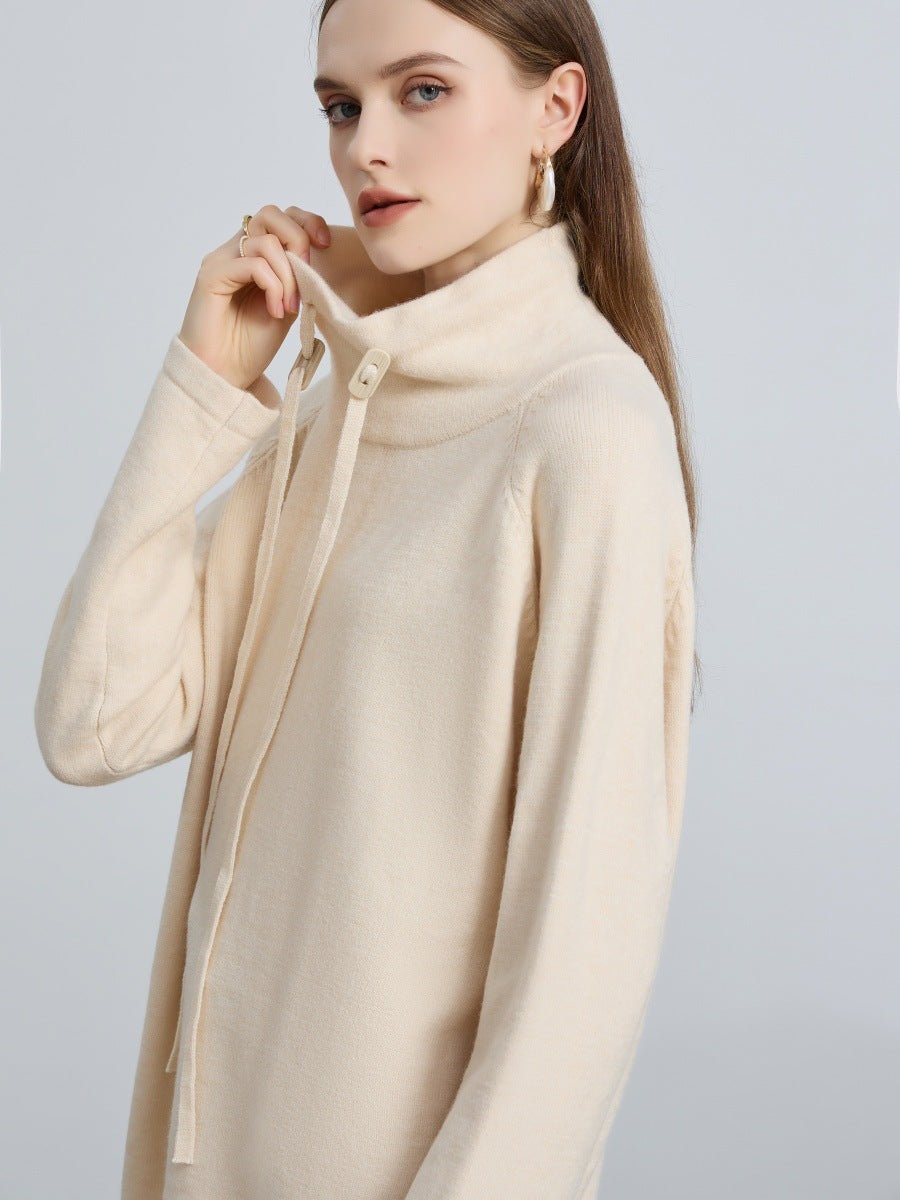 Pull en maille élégant demi-col roulé avec cordon de serrage | Haut style pull-over polyvalent (MS120)