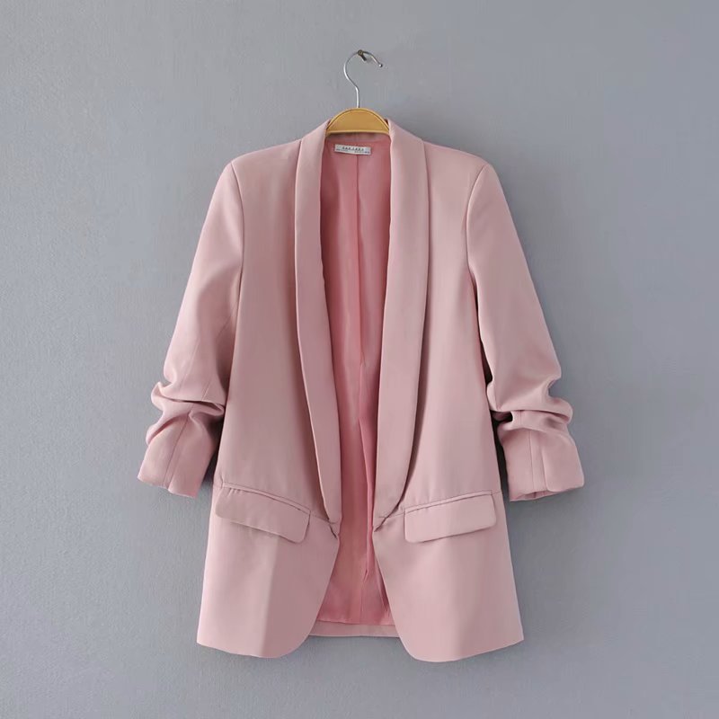 Blazer à manches froncées | Veste longue à manches trois-quarts (MS241)