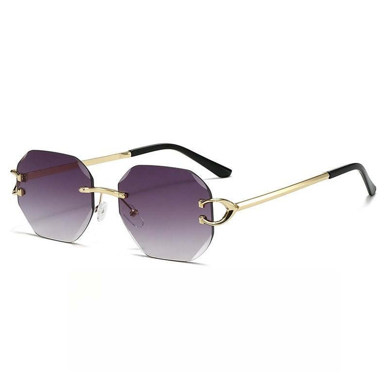 Lunettes de soleil vintage sans monture à bords taillés - Modèle statement polygonal sans cadre (MAC266)