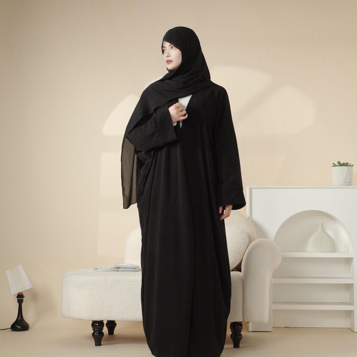 Cardigan Abaya Ouverte en Velours Côtelé (MOA028)