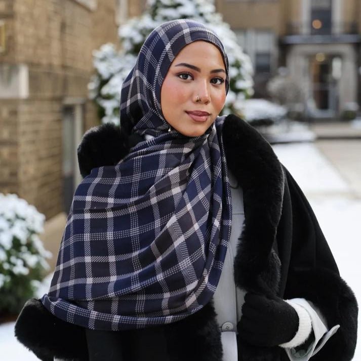 Écharpe Hijab à Motif Tartan et Pied-de-poule (MH213)