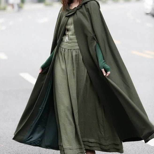 Manteau Cape Longue à Capuche et Châle | Poncho Châle à Capuche Polyvalent en 5 Couleurs (MOA088)