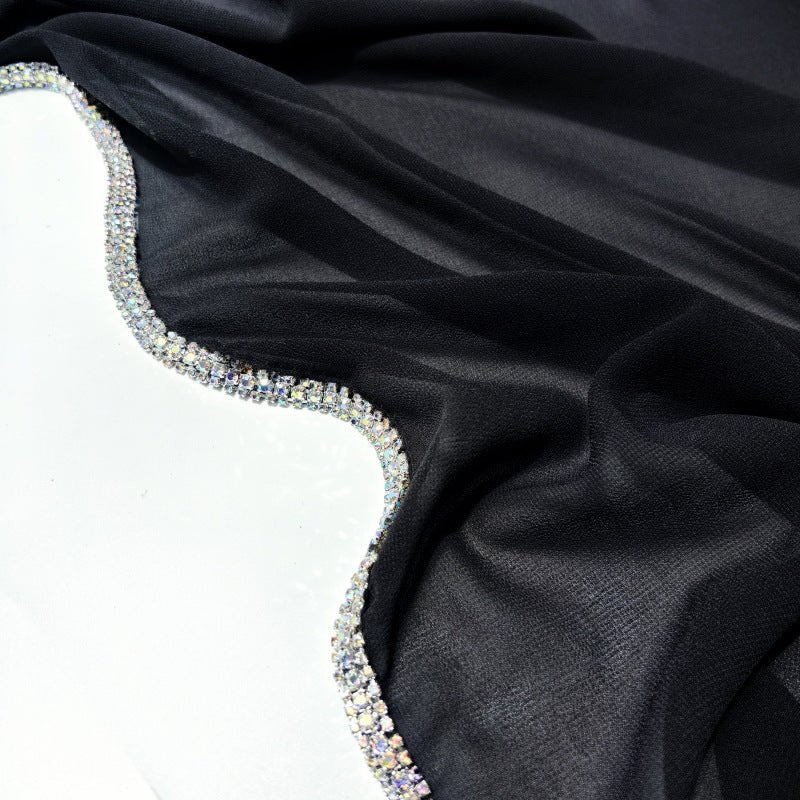 Hijab en Mousseline Bordé de Diamants (MH087)