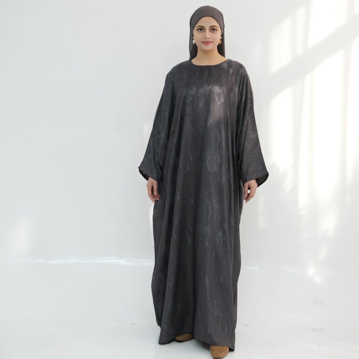 Abaya Maxi Manches Chauve-souris Jacquard (MA447)
