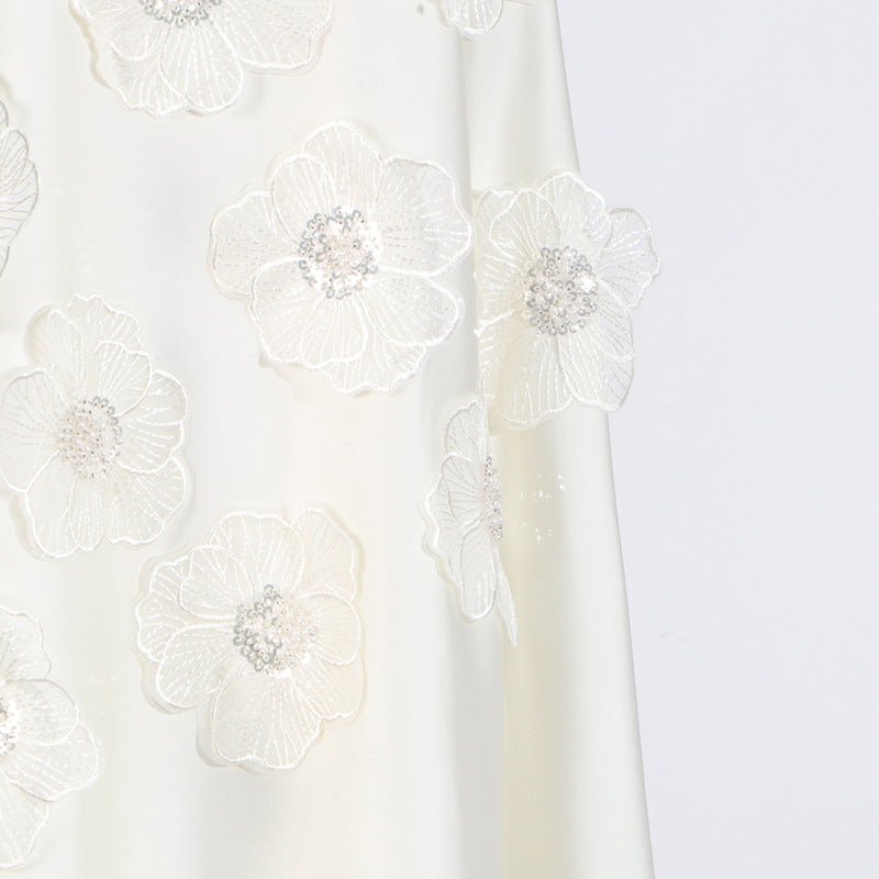 Robe Maxi sans Manches à Appliqués Floraux 3D (MS358)