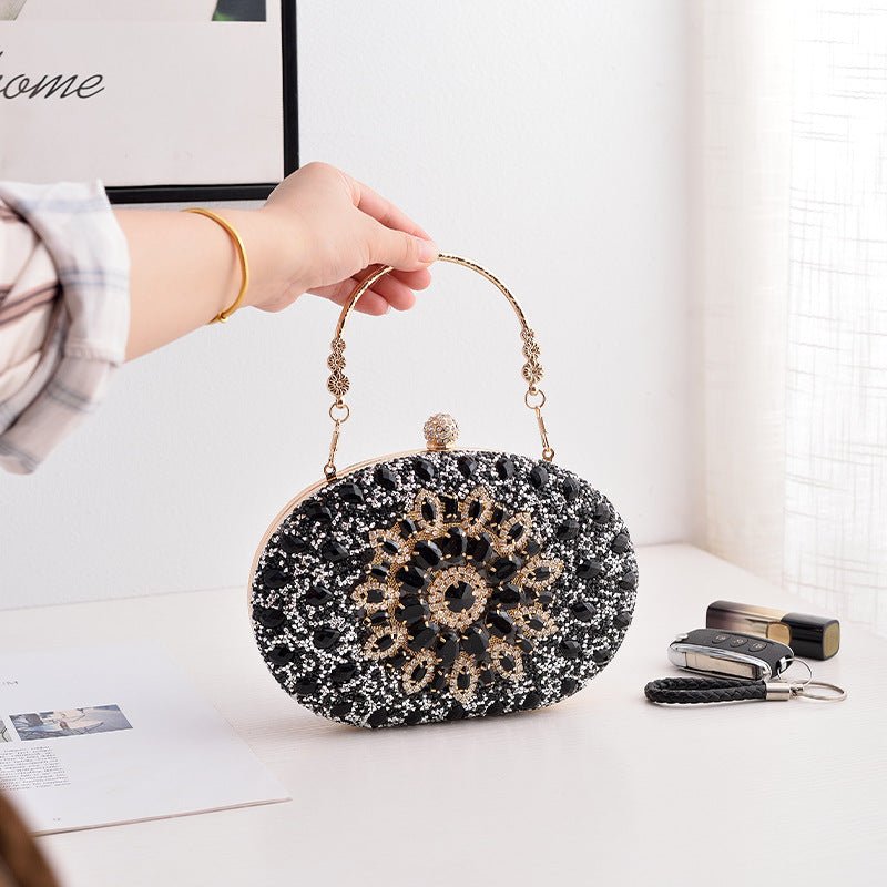 Pochette de soirée Crystal Sunflower | Sac de fête en strass avec bandoulière chaîne (MAC356)