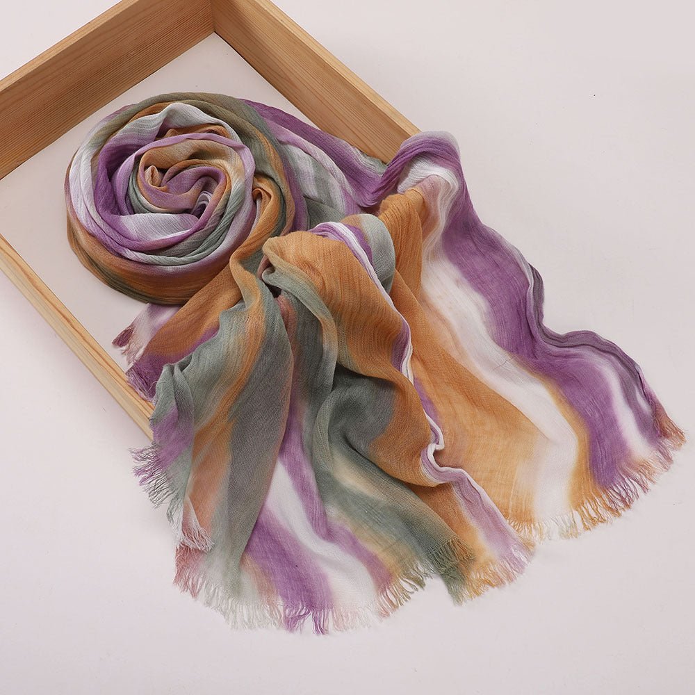 Hijab Châle Plissé Rayé Imprimé Polyvalent (MH180)
