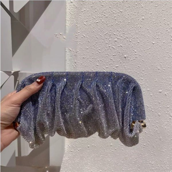 Sac de Soirée Clouté Plissé "Full of Diamond" à Bandoulière avec Fermoir, Sac Femme (MAC257)