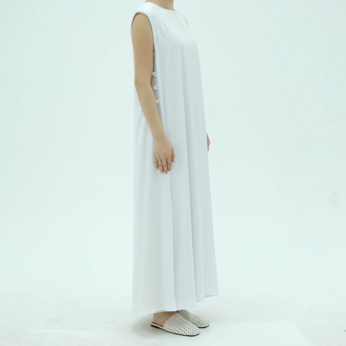 Robe longue sans manches avec dos corset à lacets (MS472)